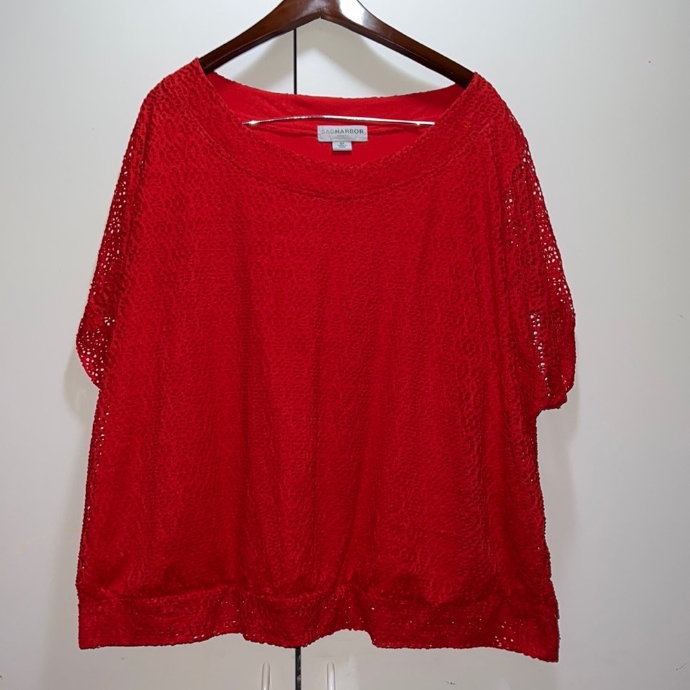 Sag Harbor Vibrant Red Blouse